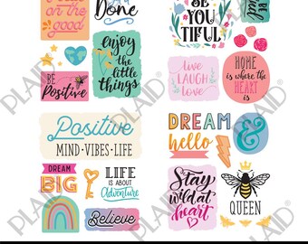 Positive Vibes Phrasen - Mod Podge Digital Bild Bündel