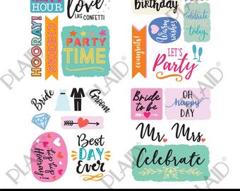 Feiern und Konfetti Phrasen - Mod Podge Digital Image Bundle