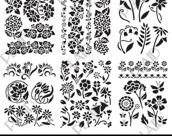 Spring Florals Digital Stencil Bundle