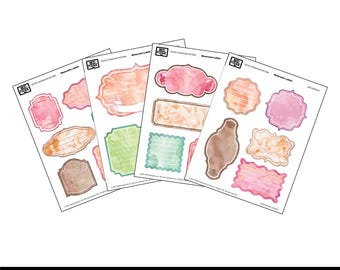 Aquarell Etiketten - Mod Podge Digital Image Bundle