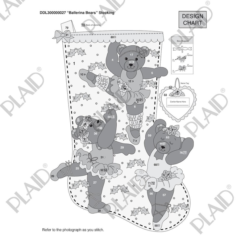 Ballerina Bears - Bucilla Digital Stocking Pattern - Etsy Canada