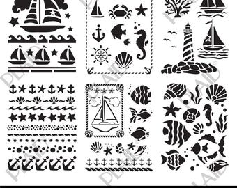 Nautical Digital Stencil Bundle