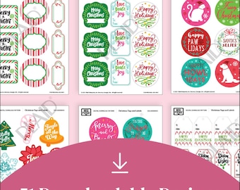 Weihnachts Tags & Etiketten - Mod Podge Digitales Bild Bündel