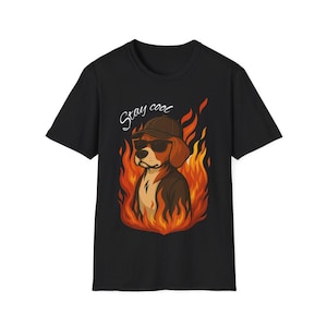 Beagle Flame Shirt | Cool Dog Graphic Tee | Funny Beagle Gift for Dog Lovers | Stay Cool T-Shirt | Fire Dog Cartoon Shirt