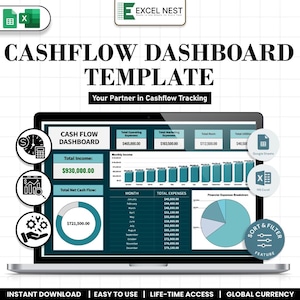 Cash Flow Tracker Excel Template for Small Business | Bank Transaction & Cash Management Dashboard | Instant Download with Spreadsheet xlsx