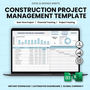Construction Project Management Template: Real-Time Overview (Google, XLSX)