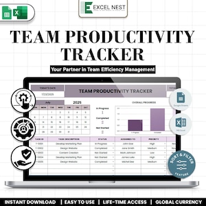 Team Productivity Tracker | Task Tracker Spreadsheet Template | Google Sheets & Excel To Do List| Project Management Tool