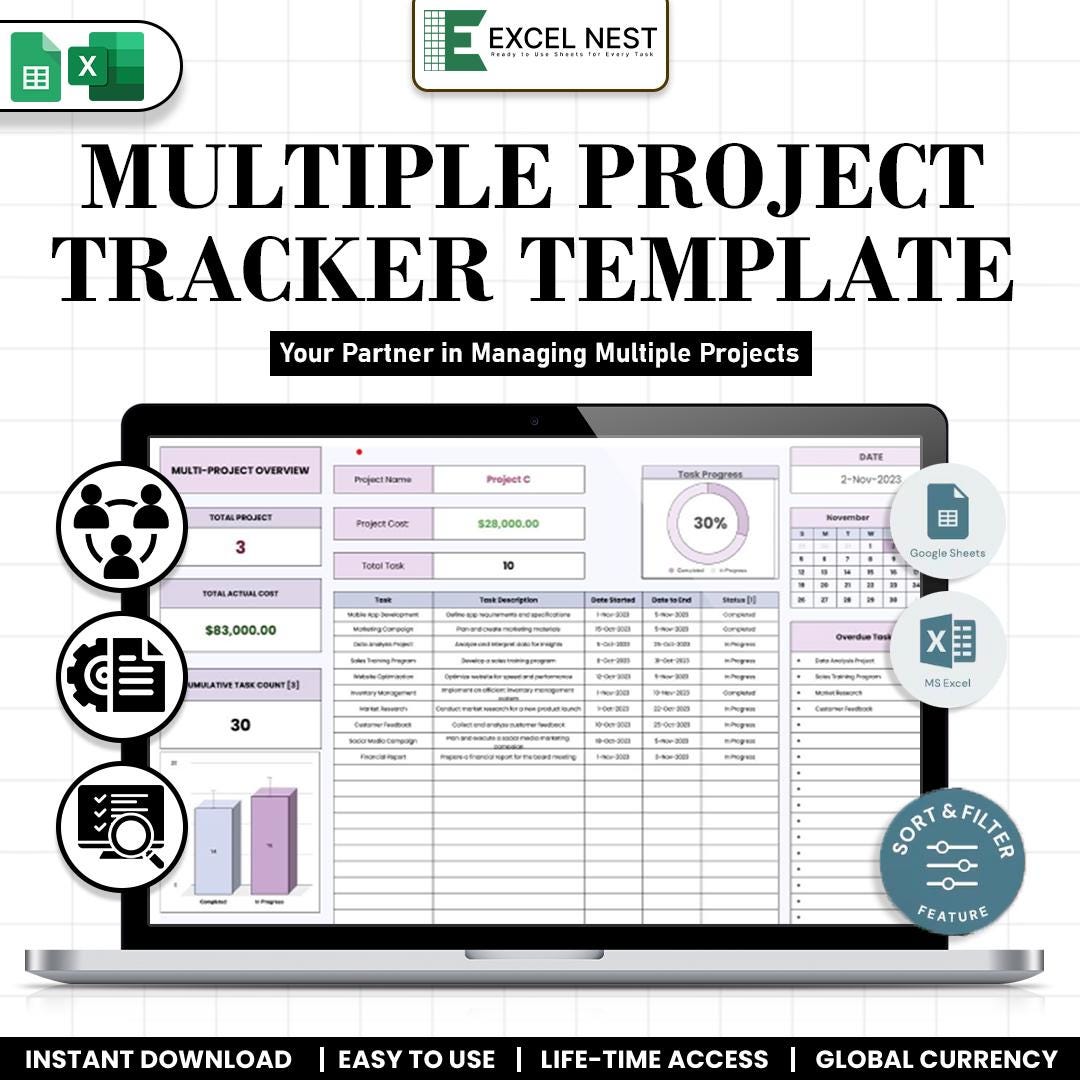 Project Tracker Template: Business Project Management Spreadsheet ...