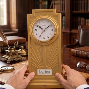 Duży zegar Art Deco 30 cm - Luksusowe pudełko prezentowe - Betonowy zegar biurkowy