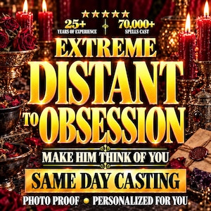 Może przedstawiać: Grafika promocyjna z czerwonymi świecami, ciemnoczerwonymi różami i złotym tekstem: 25+ YEARS OF EXPERIENCE, 70,000+ SPELLS CAST, EXTREME DISTANT TO OBSESSION, MAKE HIM THINK OF YOU, SAME DAY CASTING, PHOTO PROOF, PERSONALIZED FOR YOU.