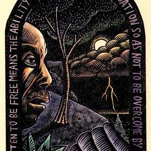 Howard Thurman Christian Mystic original block print art