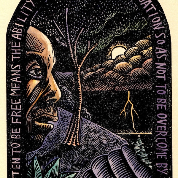 Howard Thurman Christian Mystic original block print art