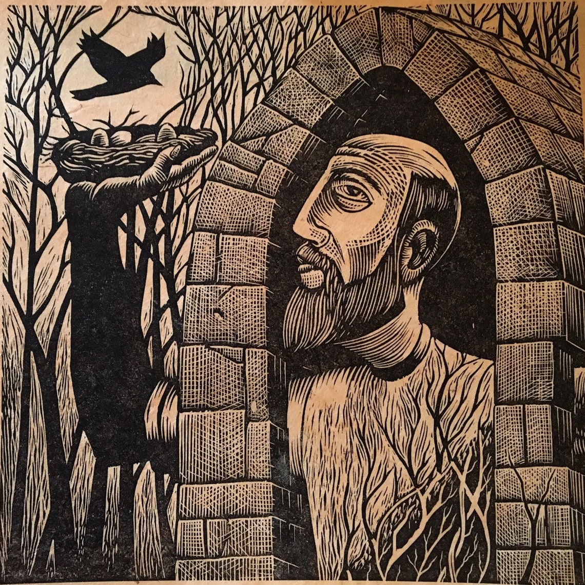 NURTURE Celtic Saint Kevin of Glendalough and the Blackbird Etsy