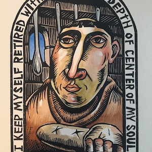 Bruder Lauren original Blockprint Kunst Christliche Andacht Gebet religiöse Kunst