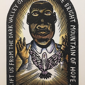 Martin Luther King icon original Art block print MLK