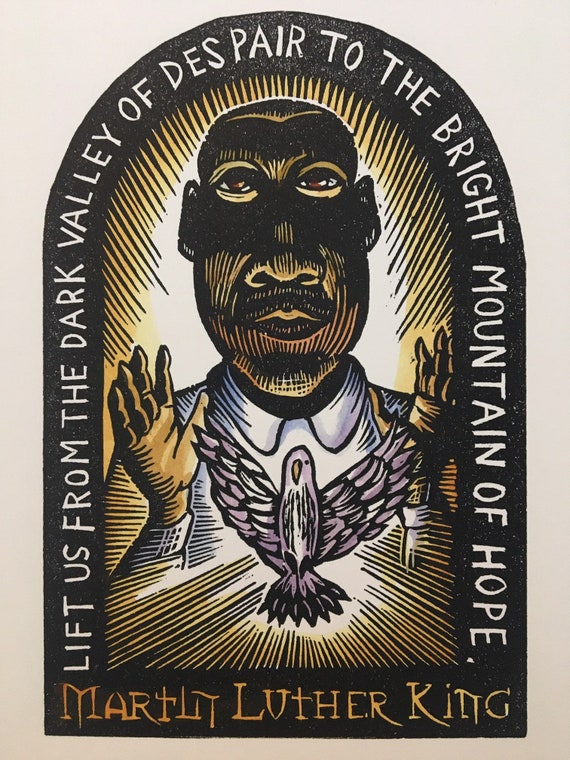 Martin Luther King Icon Original Art Block Print MLK | Etsy