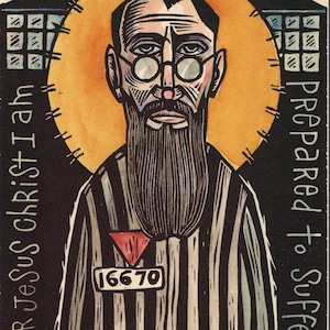 Maximilian Kolbe block print