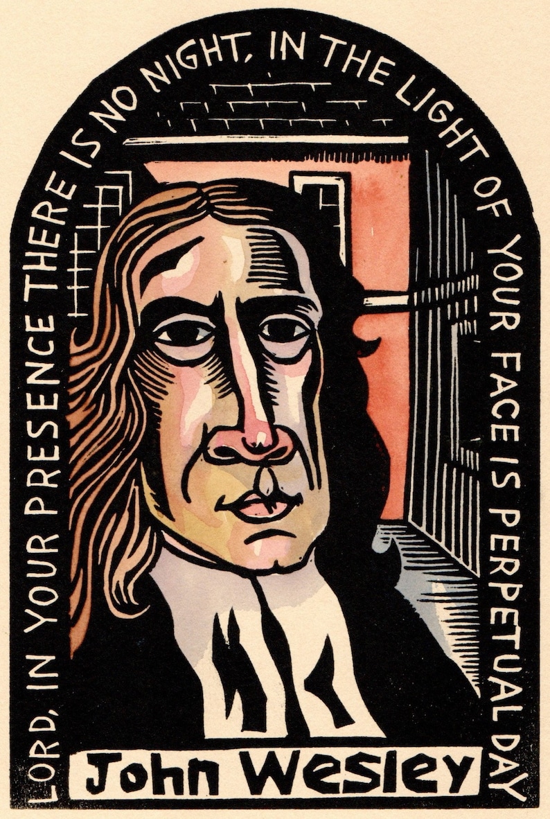 John Wesley Anglican Founder of Methodism Original Block Print Art - Etsy