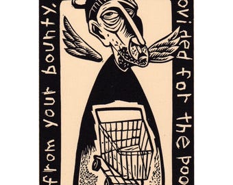 Psalm 68 original Art block print linocut