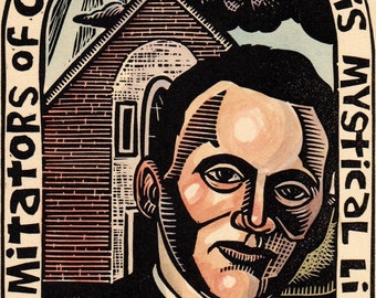 Father Maurice Ouelett block print civil rights