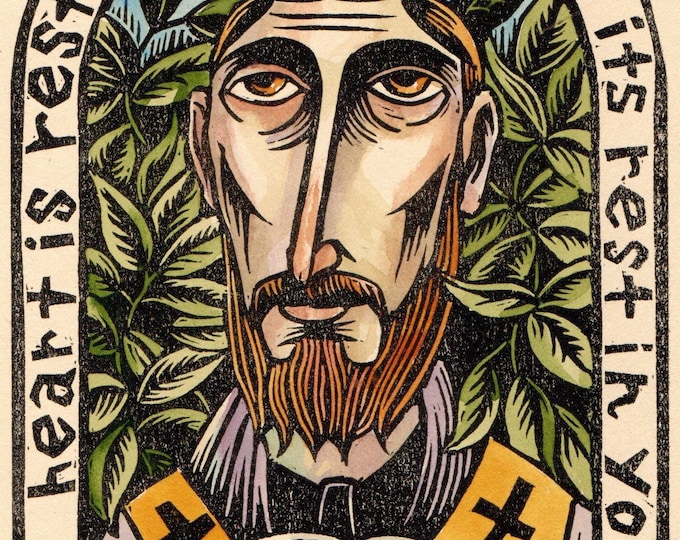 Saint Benedict of Nursia Block Print Christian Devotional Prayer Icon ...