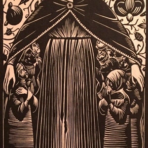 Mother of Mercy Virgin Madonna Protectress original art block print
