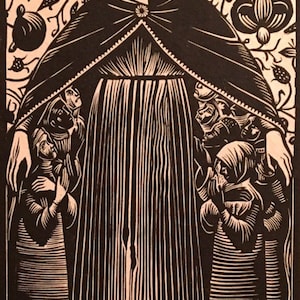 Mother of Mercy Virgin Madonna Protectress original art block print