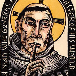 Saint Dominic original Art icon block print