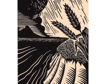 Psalm 65 original Art block print grain