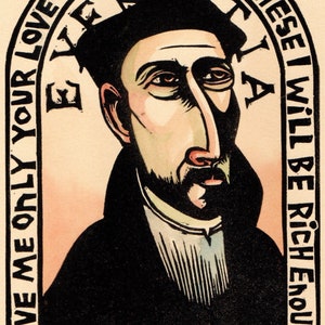 Saint Ignatius of Loyola Jesuit original Art block print