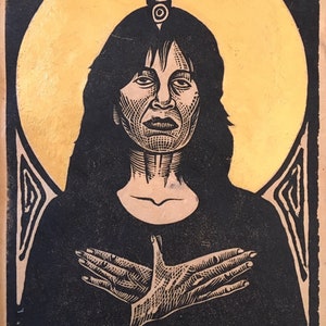 Queen of Peace Mother Virgin Mary Original Block Print Art - Etsy