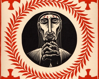 Jesus in the Garden of Gethsemane (The Passion Cycle) original block print