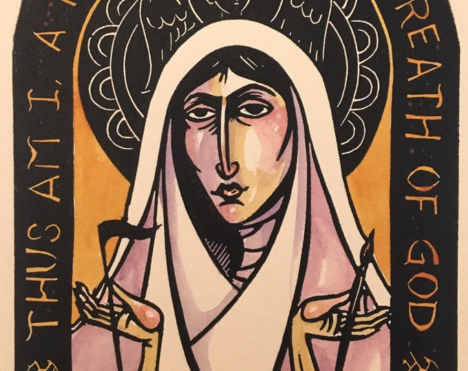 Saint Benedict of Nursia Block Print Christian Devotional Prayer Icon ...