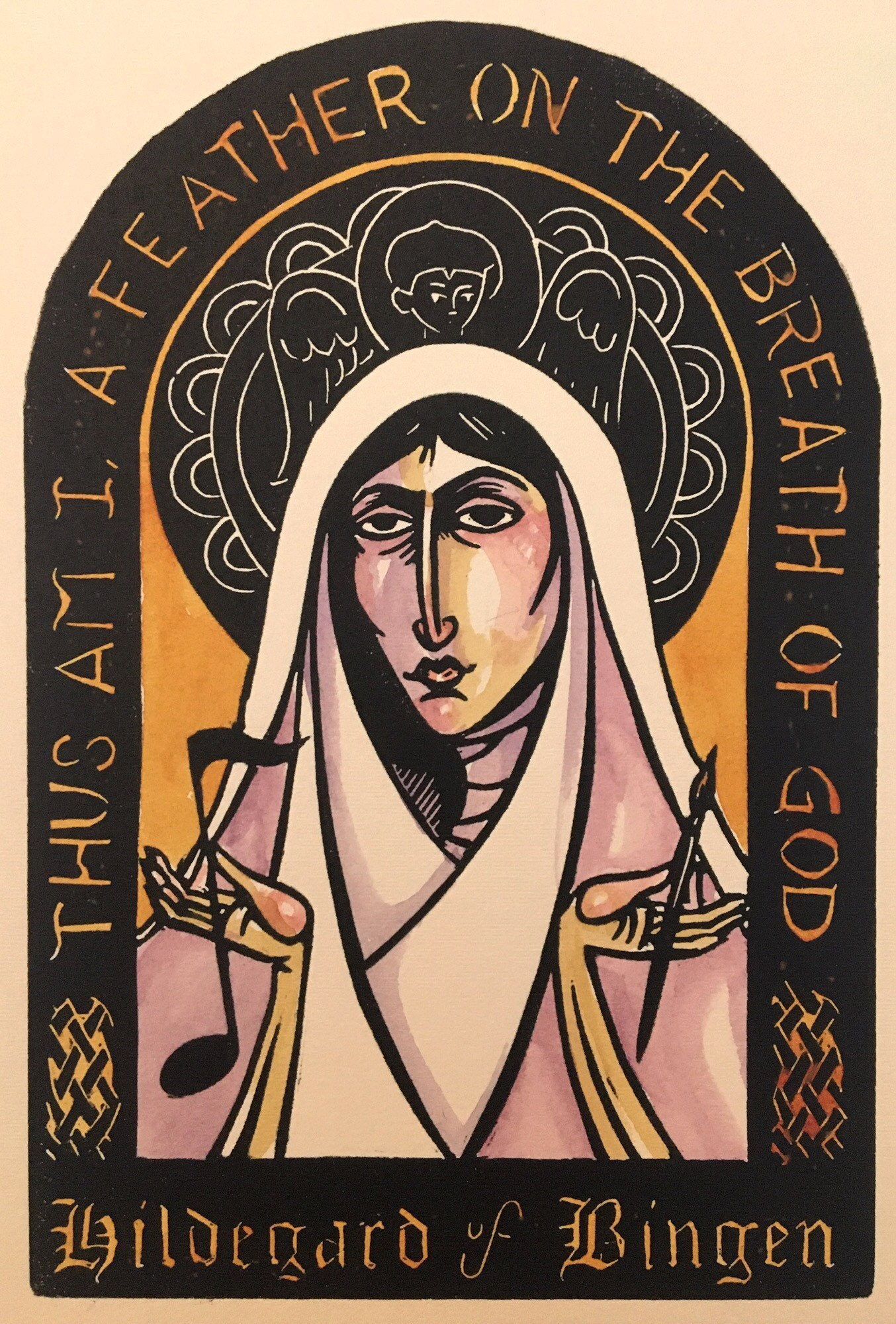 Saint Hildegard of Bingen Linocut Christian Prayer Mystic Icon Etsy UK