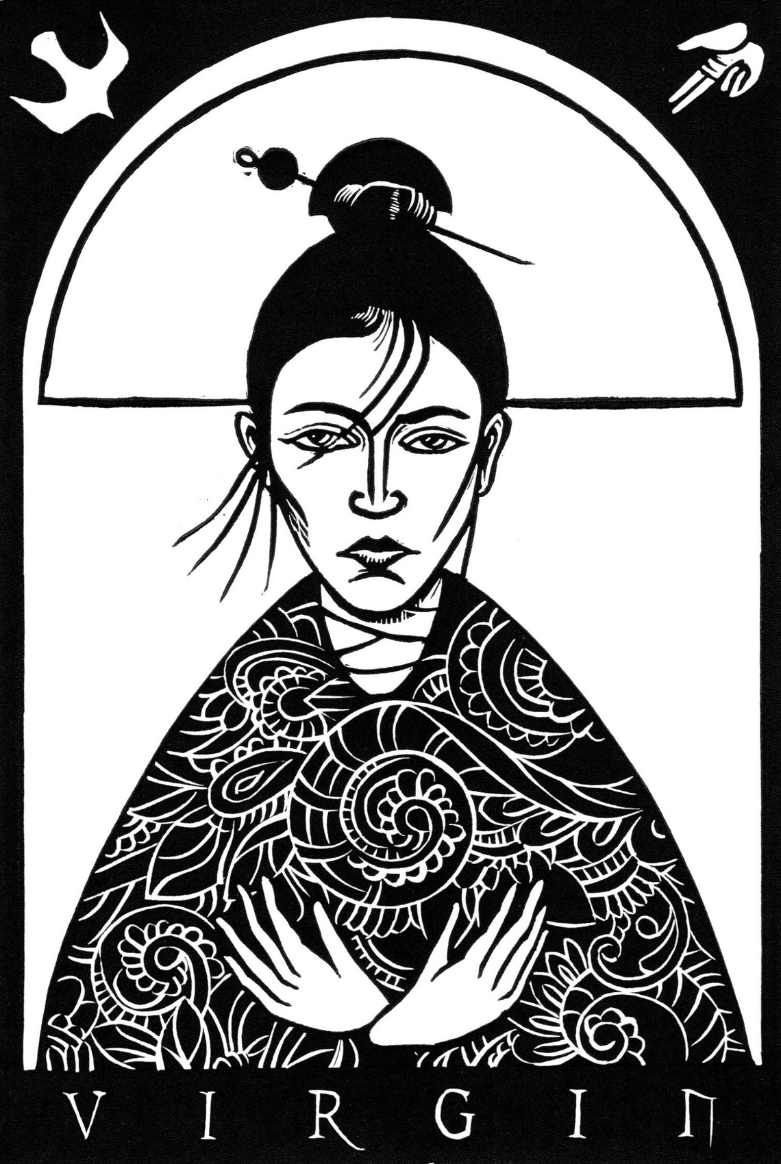 Virgin Mary Japanese Madonna Ave Maria original Sacred Art Our Etsy