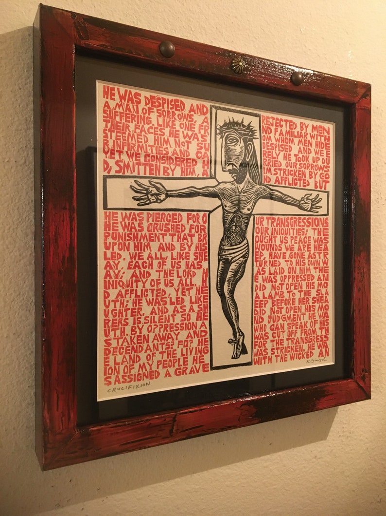 Crucifixion Jesus Christ is Crucified Original Block Print the - Etsy