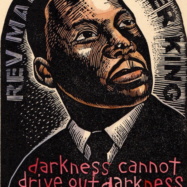 Martin Luther King original Art block print