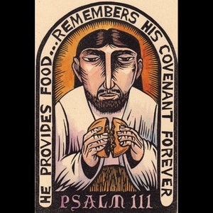 Psalm 111 Jesus Christ icon The Last Supper original Art block print