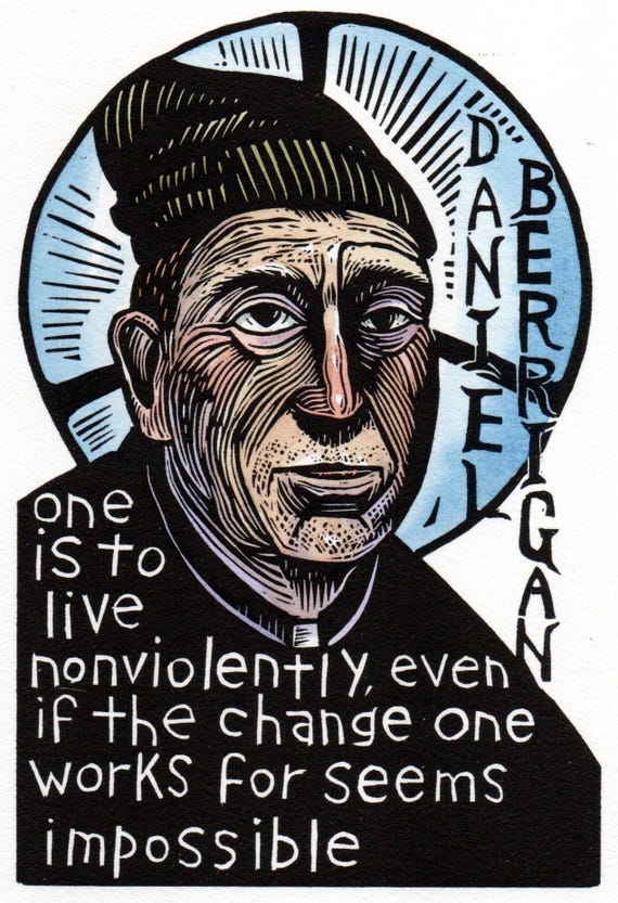 Daniel Berrigan Jesuit Priest peace activist icon Paper Cranes Series