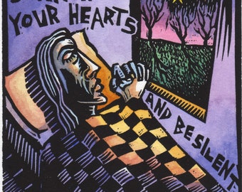 Psalm 4 original art block print