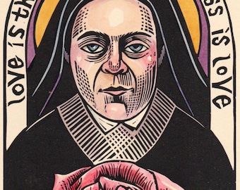 Saint Therese of Lisieux icon Doctor of the Church mystic original block print