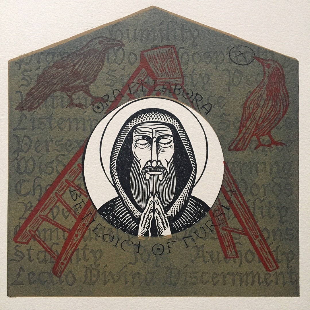 Saint Benedict of Nursia Original Art Block Print - Etsy