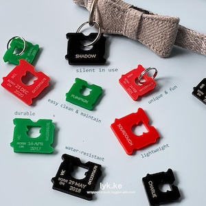 Custom Acrylic Pet ID Tag: Bread Clip Design, Personalized Dog Cat Charm