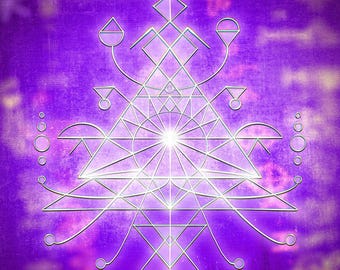 Stampa del chakra della corona / Arte geometrica del codice luminoso / Arte murale di attivazione spirituale