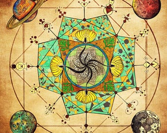 Wormwood Plant Spirit Mandala - Nature Inspired Digital Art Print