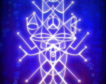 Indigo Ajna Stirnchakra Print | Light Code Geometrie Wandkunst