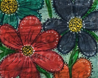 Texture Flowers-Digital Download from Hand Painted/Drawn Papers/Journal Pages