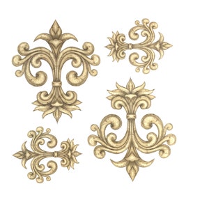 4 Fleur de Lis Waterslide Decals