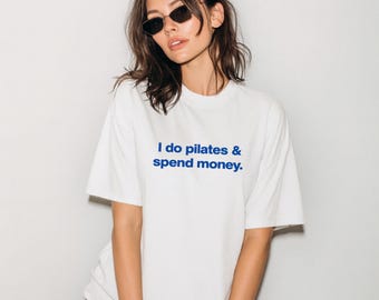 Camiseta gráfica Pilates & Money / Camiseta teñida de corte relajado