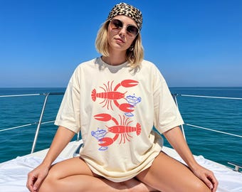 Hummer Martini Grafik-T-Shirt: Komfortfarben Distressed Nautical Tee